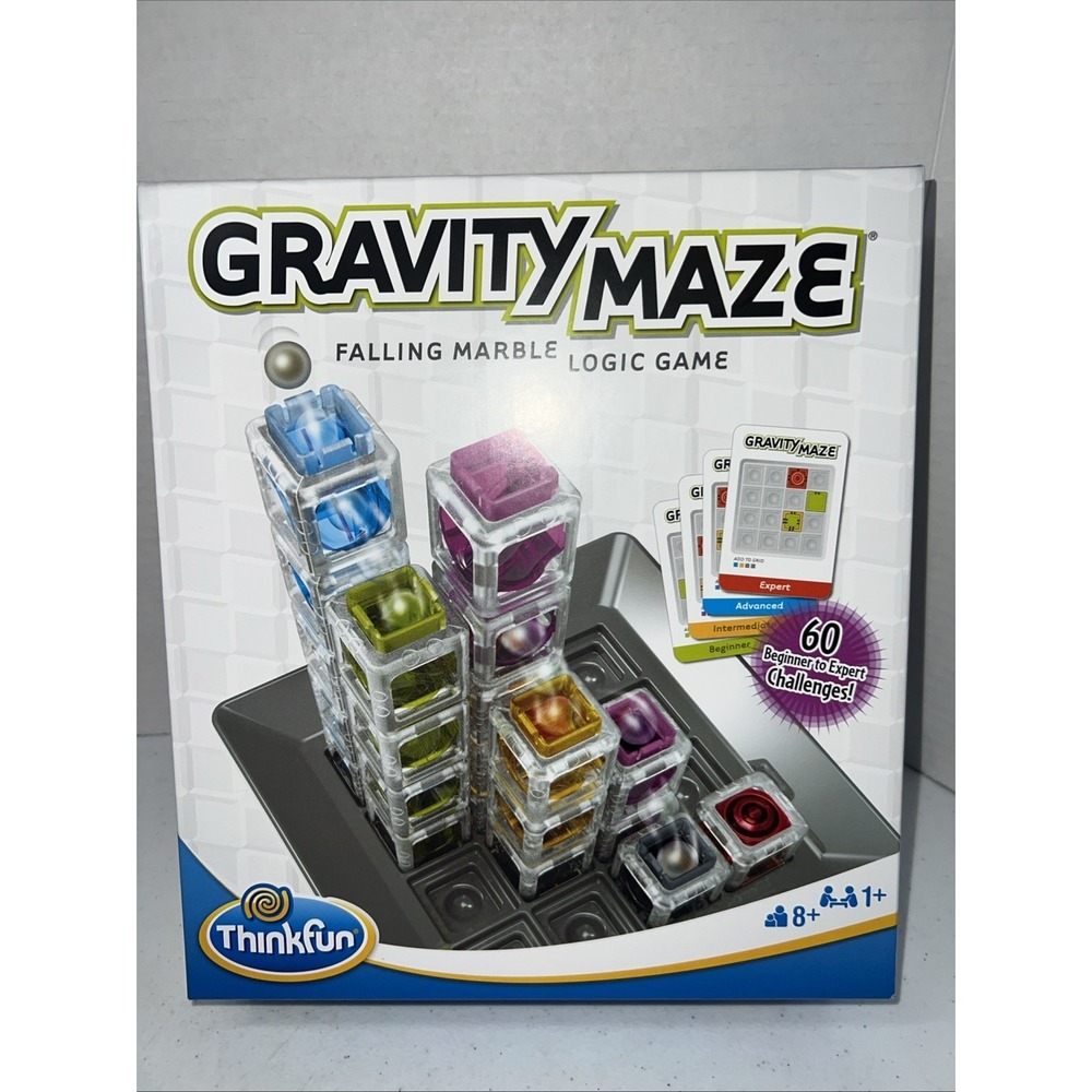 ThinkFun Gravity Maze: Falling Marble Logic Game 60 Challenge Cards Age 8+